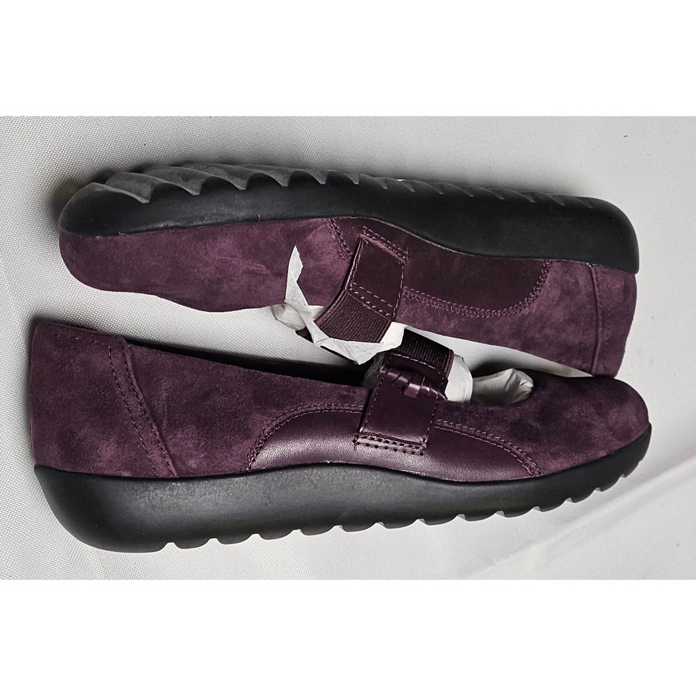 Clarks Medora Frost Aubergine Suede Mary Jane Flats Shoes Women US 7.5 M - Picture 3 of 9